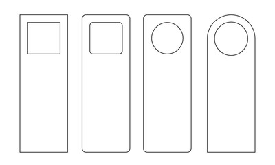 Vector Set of unique door hangers with trendy line style isolated on white background. Door hanger mockup.