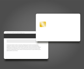 Banking chip credit card realistic mockup. Clear plastic card template.