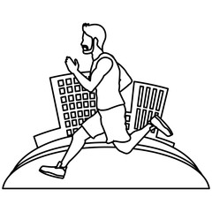 Man running at city icon vector illustration graphic design