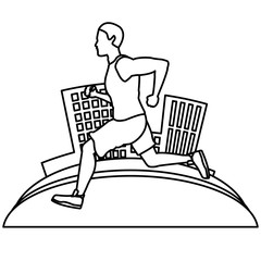 Man running at city icon vector illustration graphic design