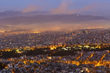Fotobehang View of Athens from Lycabettus hill at dawn, Greece.    © milangonda