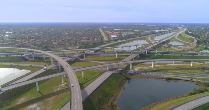 Lateral aerial shot 595 i75 Sawgrass interchange Fort Lauderdale FL