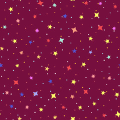 Space seamless pattern with colorful stars.