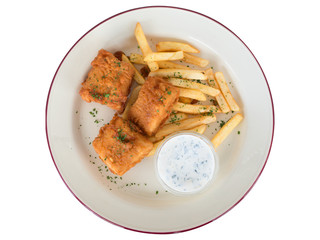 Fish and chips in a restaurant