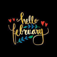 Hello February hand lettering