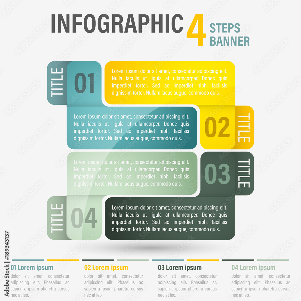 Fototapete abstract business four steps infographic template. can be used for layout, workflow, number options.