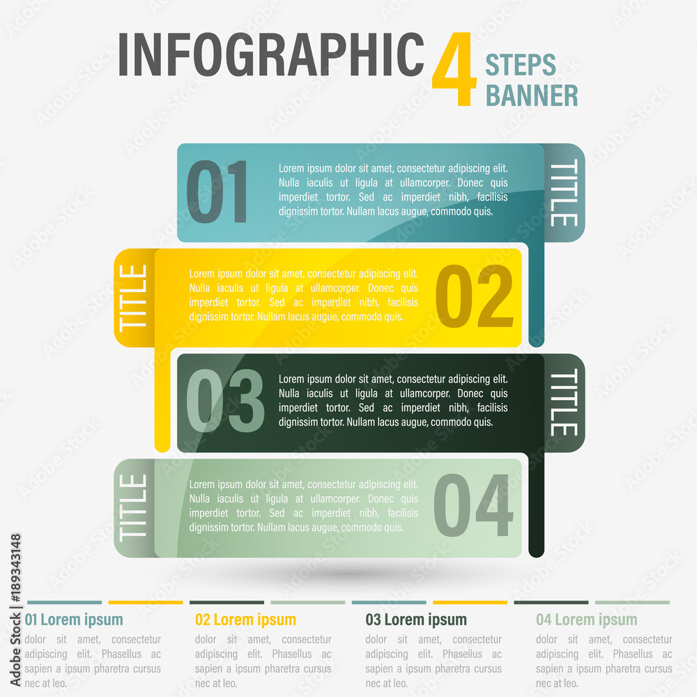 Fototapete abstract business four steps infographic template. can be used for layout, workflow, number options.