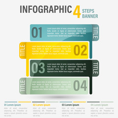 Abstract business four steps infographic template. Can be used for layout, workflow, number options. Part 27.
