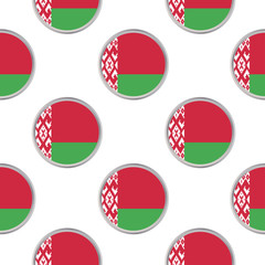 Seamless pattern from circles with flag of Belarus.