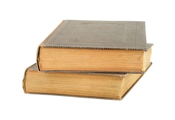 Two old books isolated on white background