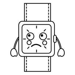 kawaii wrist watch bracelet square cartoon vector illustration outline image