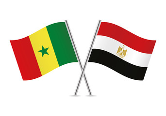 Senegal and Egypt flags. Vector illustration.