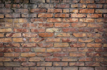 old weathered dirty brick wall