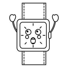 kawaii wrist watch bracelet square cartoon vector illustration outline image
