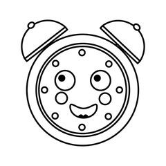kawaii cartoon clock alarm character vector illustration outline image