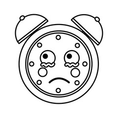 kawaii cartoon clock alarm character vector illustration outline image