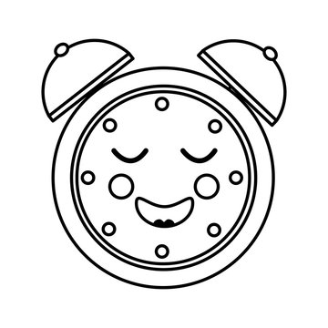 kawaii cartoon clock alarm character vector illustration outline image