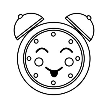 kawaii cartoon clock alarm character vector illustration outline image