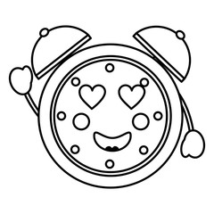 kawaii cartoon love clock alarm character vector illustration outline image