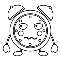 kawaii cartoon clock alarm character vector illustration outline image