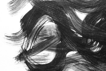 Abstract Watercolor brush strokes of paint on white paper background. Grunge Paint stripe . Black isolated paintbrush collection.