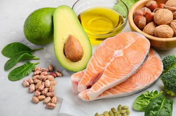 Selection of healthy food for heart, life concept, selective focus, close-up