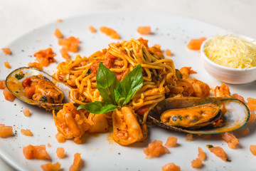 Italian home made pasta with sea food