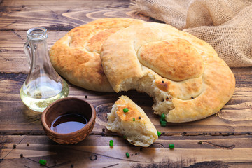 bread with olive oil and vegetables