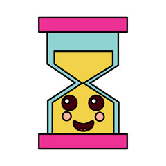 hourglass time happy kawaii character vector illustration