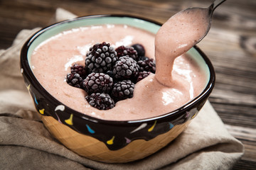 Vegan nice cream with banana and berries