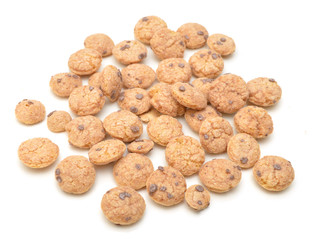 honey corn cereals - breakfast on white background