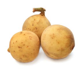 Bunch of ripe Lanzones fruit isolated on white