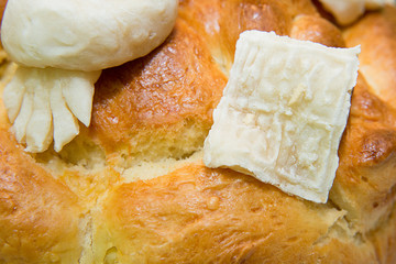 Homemade decorated Serbian slava bread