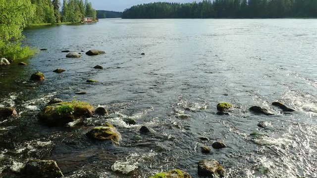 Streaming rapid Siikakoski in Konnevesi, Finland.
