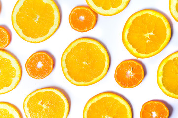 Sliced oranges and lemon background pattern isolated