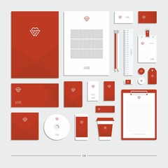 Corporate identity, stationery set, heart sign.