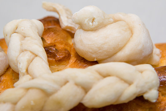 Homemade decorated Serbian slava bread