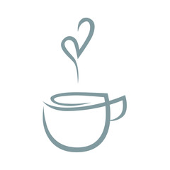 Tea cup, coffee cup symbol, icon on white background. Design element 