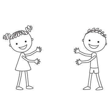 Boy and girl standing opposite each other