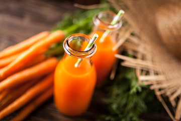 Fresh organic carrot juice