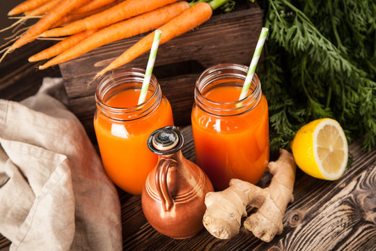 Fresh organic carrot juice