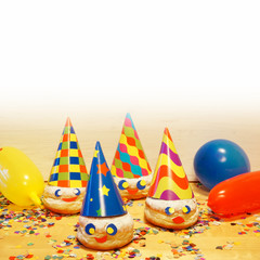 Carnival, Karneval, Fasching, Fastnacht, Kindergeburtstag, Krapfen, Berliner, Luftballons, Konfetti, Textraum, copy space