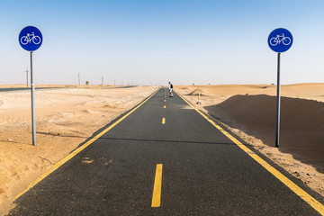 Al Qudra cycling track near Dubai, United Arab Emirates, Middle East