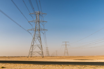 Giant electricity cables in the desert