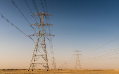 Giant electricity cables in the desert