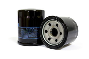 New oil Filter on white background, Isolated, Closeup