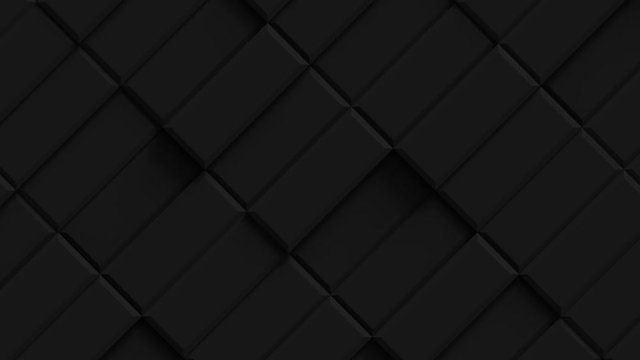 Abstract Rectangle Geometric Surface Loop 2B: dark clean minimal rectangular grid pattern, waving motion beveled background darkened obscure dim shadowy dark gray black. Seamless loop 4K UHD FullHD.