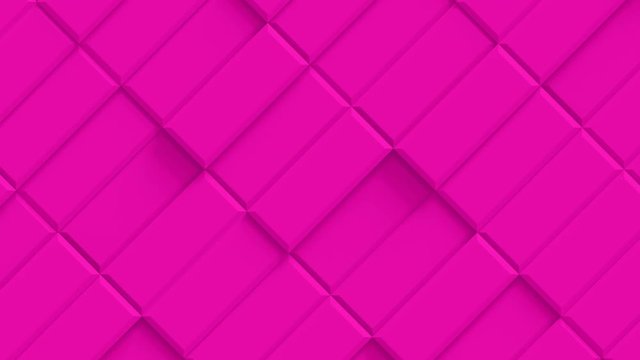 Abstract Rectangle Geometric Surface Loop 2E: pink clean minimal beveled rectangular grid pattern, random waving background canvas in pink magenta lilac mauve lavender. Seamless loop 4K UHD FullHD.