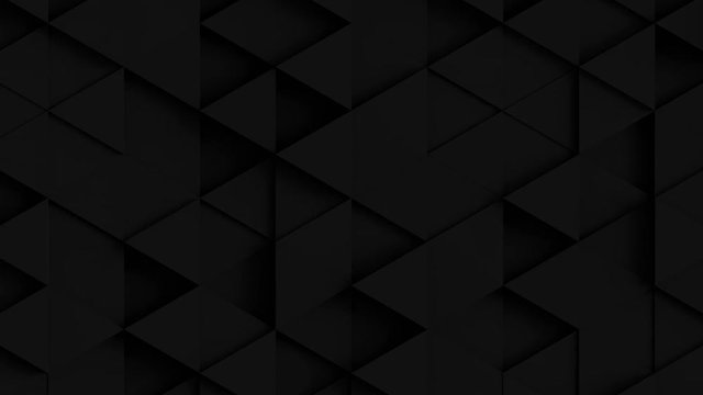 Abstract Triangle Geometric Surface Loop 1B: dark clean minimal triangles grid pattern, waving motion background canvas darkened obscure dim shadowy dark gray grey black. Seamless loop 4K UHD FullHD.