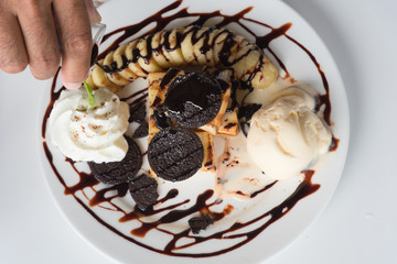 Honey Santos with ice-cream and whipped cream